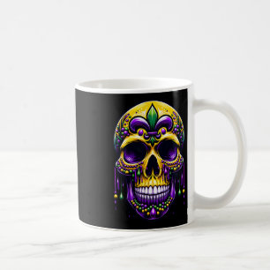 Taza De Café Flor De Lis Mardi Gras Cráneo Carnaval de Nueva Or