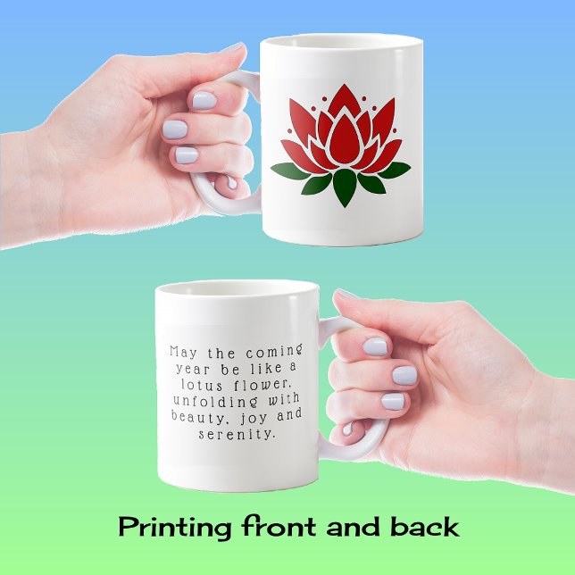 Taza De Café Flor de loto afirmación de tu texto (Subido por el creador)