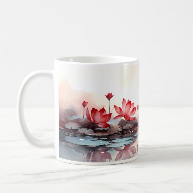 Taza De Café Flor De Lotus Rojo En Tu Mug (Izquierda)