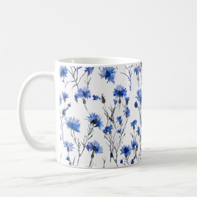 Taza De Café Flor de maíz Mug White Blue (Izquierda)