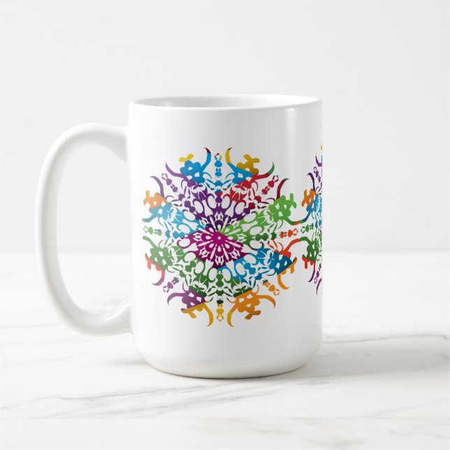 Taza De Café Flor de Mandala rosa amarillo (Izquierda)