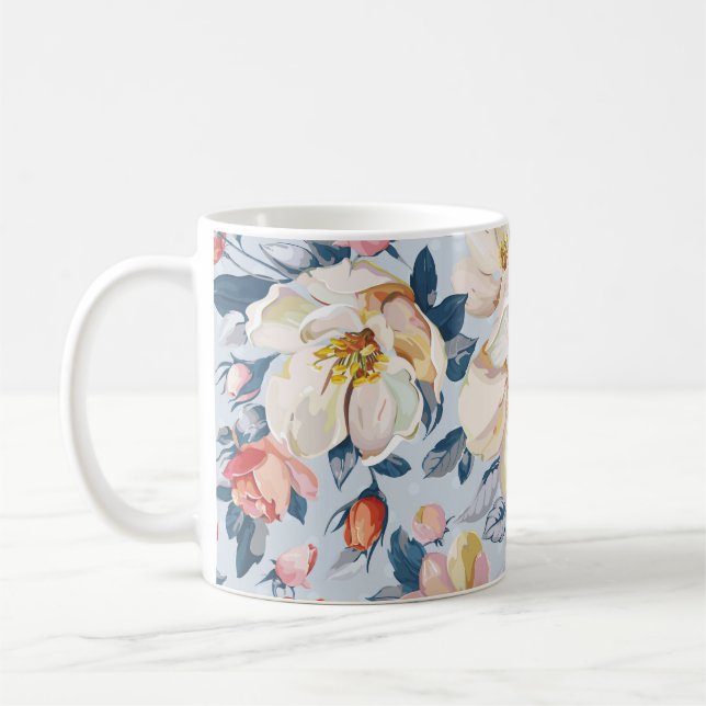 Taza De Café Flor de manzana, patrón de elegancia. (Izquierda)