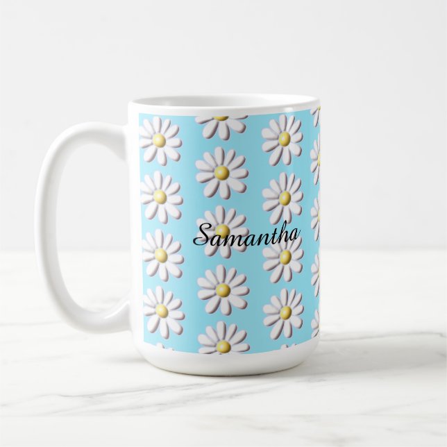 Taza De Café Flor de margarita 3D (Izquierda)