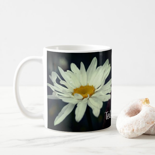 Taza De Café Flor de margarita blanca personalizada (Con donut)