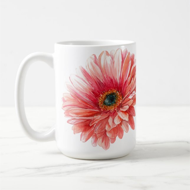 Taza De Café FLOR DE MARGARITA hermosas margaritas acuarela ros (Izquierda)
