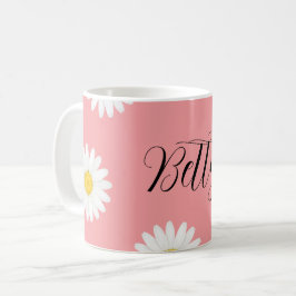 Taza De Café Flor de margarita rosa personalizada