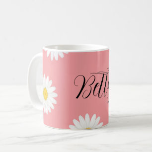 Taza De Café Flor de margarita rosa personalizada 