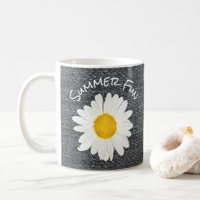 Taza De Café Flor de marimacho de verano sobre gris personaliza (Con donut)