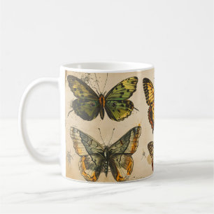 Taza De Café Flor de mariposa: Vintage
