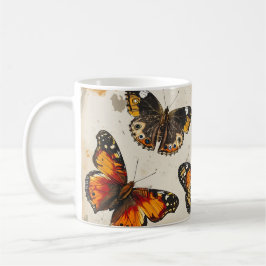 Taza De Café Flor de mariposa: Vintage