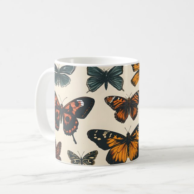Taza De Café Flor de mariposa: Vintage (Anverso izquierdo)