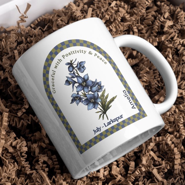 Taza De Café Flor de mes de nacimiento personalizada en julio (Subido por el creador)