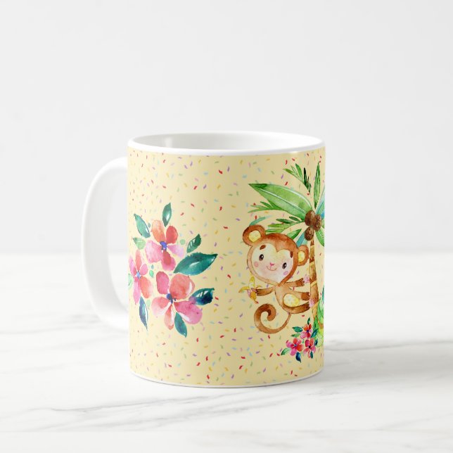 Taza De Café Flor de mono y confetti (Anverso izquierdo)