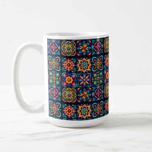 Taza De Café Flor de mosaico 53 (Izquierda)