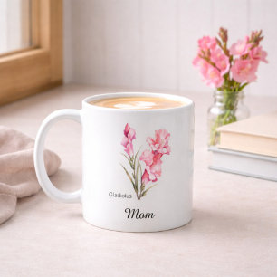 Taza De Café Flor de nacimiento de agosto de mamá Gladiolo