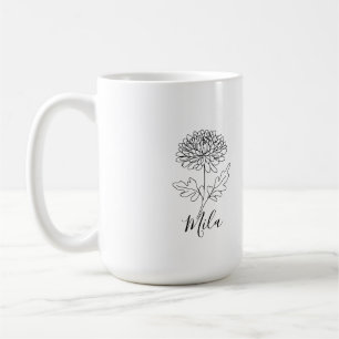 Taza De Café Flor de nacimiento de crisantemo personalizada en