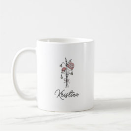 Taza De Café Flor de nacimiento de enero y nombre con elegante 