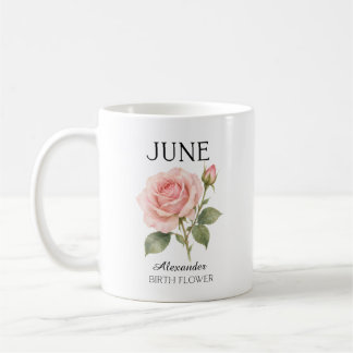 Taza De Café Flor de nacimiento de junio rosa