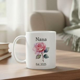 Taza De Café Flor de nacimiento de junio Rosa para Nana con año