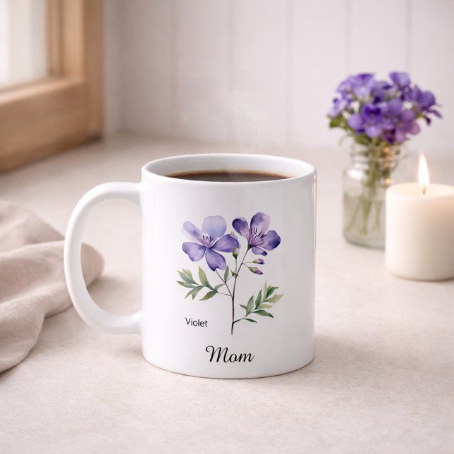 Taza De Café Flor de nacimiento de mamá de febrero (Subido por el creador)