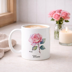 Taza De Café Flor de nacimiento de mamá en junio Rosa