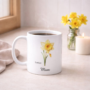 Taza De Café Flor de nacimiento de marzo de mamá Narciso