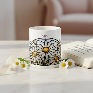 Taza De Café Flor de nacimiento en vidrio tintado abril margari
