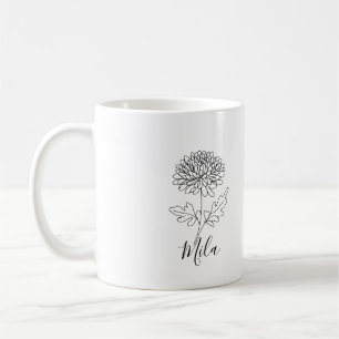 Taza De Café Flor de nacimiento personalizada de Crisantemo de