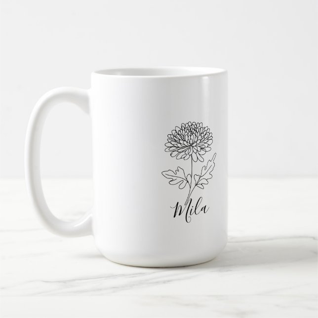 Taza De Café Flor de nacimiento personalizada de crisantemo de  (Izquierda)