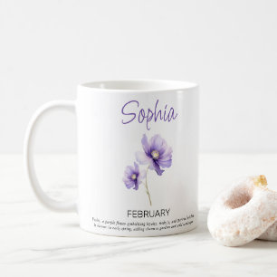Taza De Café Flor de nacimiento personalizada de febrero
