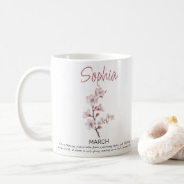 Taza De Café Flor de nacimiento personalizada de marzo 