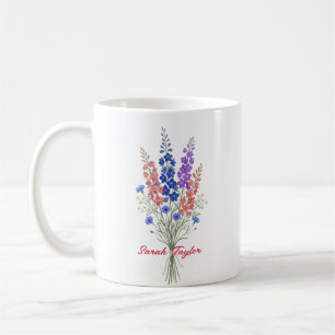Taza De Café Flor de nacimiento personalizada Larkspur personal