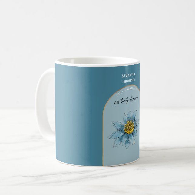 Taza De Café Flor de Nacimiento Personalizada Mes Julio Lirio d (Anverso izquierdo)