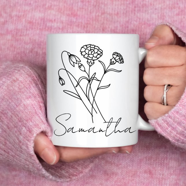 Taza De Café Flor de nacimiento personalizado con nombre propue (Subido por el creador)