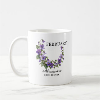 Taza De Café Flor de nacimiento violeta de febrero