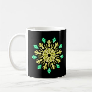 Taza De Café Flor de neón amarillo y verde