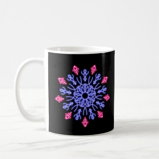 Taza De Café Flor de neón azul y rojo (Izquierda)