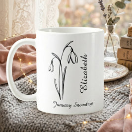 Taza De Café Flor de nieve de cumpleaños personalizada de enero