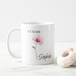 Taza De Café Flor de octubre personalizada