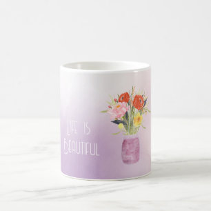 Taza De Café Flor de Ombre Lavanda en un Tarro