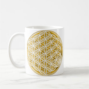 Taza De Café Flor de oro vivo / oro lleno