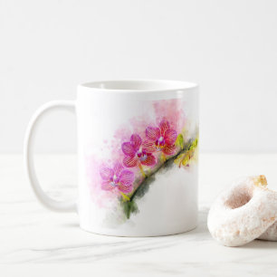 Taza De Café Flor de orquídea acuarela - wb rosa 01