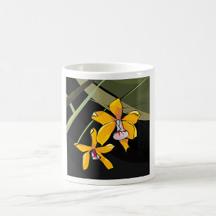 Taza De Café Flor de orquídea amarilla Tropical Botánica