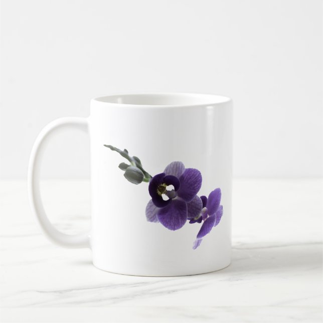 Taza De Café Flor de orquídea morada, mugre (Izquierda)