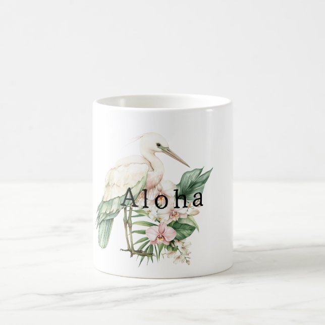 Taza De Café Flor de Orquídea Rosa de Ave Tropical Aloha (Centro)