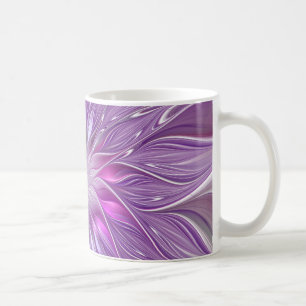 Taza De Café Flor de pasión abstracta fractal rosa púrpura