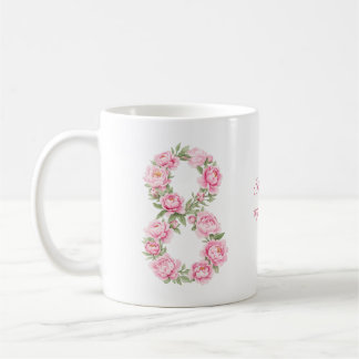 Taza De Café Flor de Peonía del Día de la Mujer para el 8 de ma