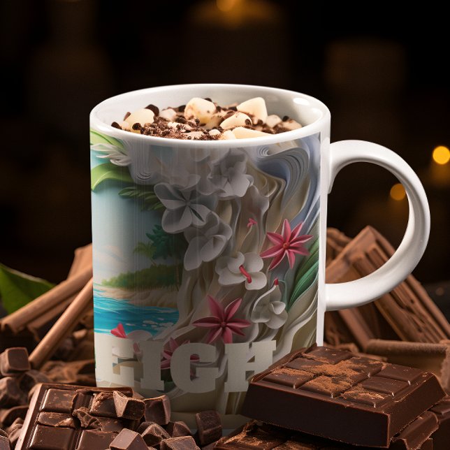 Taza De Café Flor de playa personalizada Ocean Wave 3D look (Subido por el creador)