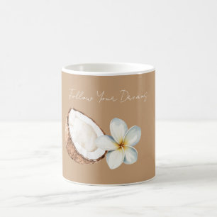 Taza De Café Flor de Plumeria de Coco Tropical Marrón