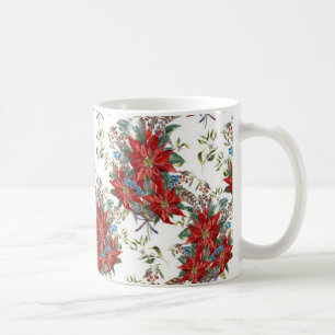 Taza De Café Flor de Poinsettia Roja rica en fiestas Mug